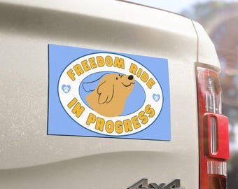 Dog on Board Magnet, Rescue Dog Transport, Dogs in Car, Foster Dog Sign, Freedom Ride Car Magnet, Dog Car Magnet Bumper Sticker