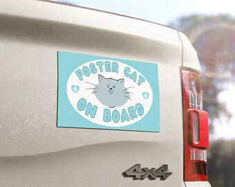 Cats on Board Magnet, Foster Cat On Board Car Magnet, Rescue Pet Alert Sign, Cats on Board, Cat in Car, Cat Car Magnet Bumper Sticker