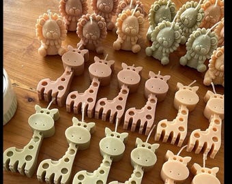 Safari Animal Candle – Lion & Giraffe Shaped Candle – Baby Shower Gift – Nursery Decor – Cute Animal Candle
