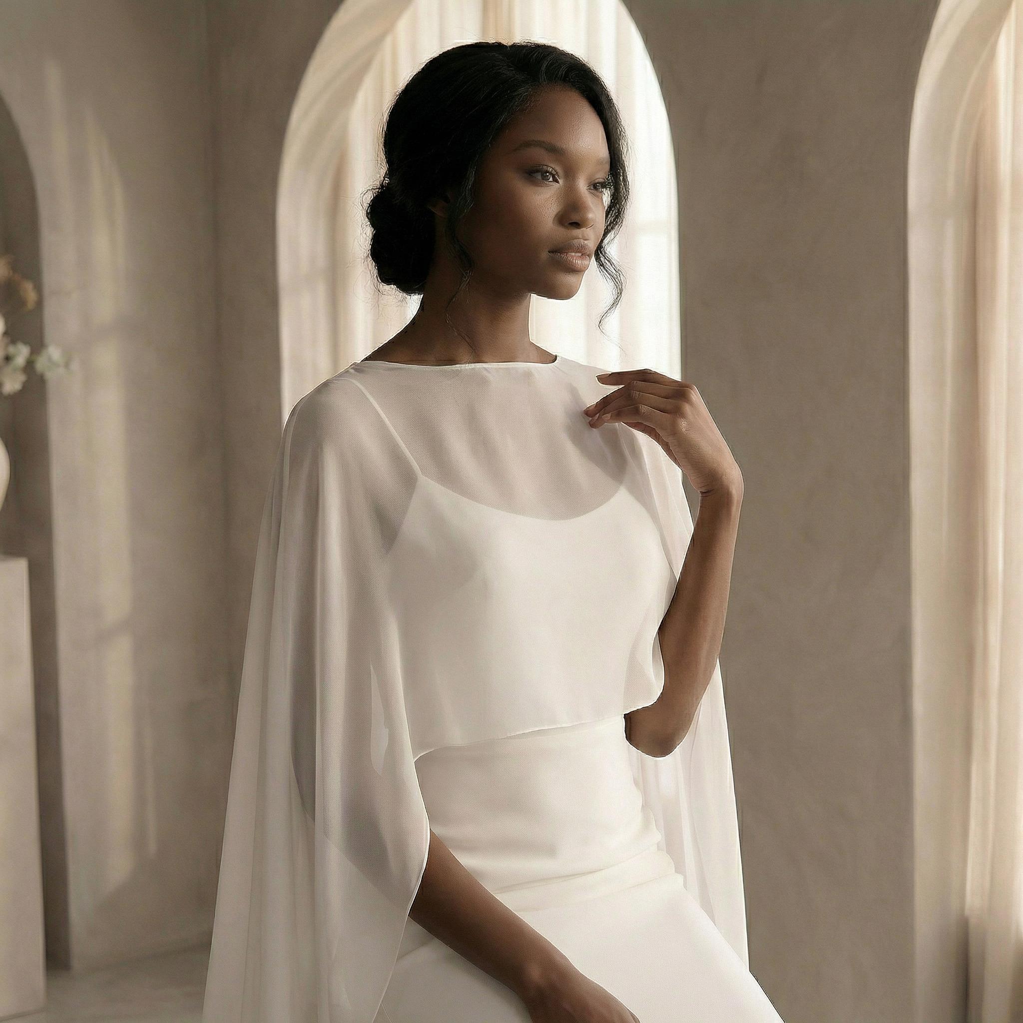 white christmas dresses Strapless Draped Chiffon Gown 16 / Silk White main image 1