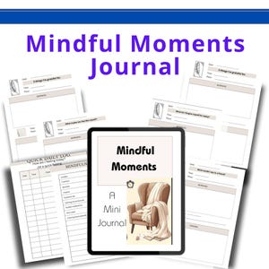 Mindfulness Minidagbok | Snabba dagliga reflektionssidor | Mjuka uppmaningar + Checklista + Anteckningar | Utskrivbar PDF