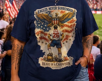 Vintage Anime USA Soccer Tee Bald Eagle | Retro 1970s Americana Shirt | Eagles Never Surrender | Patriotic Football Gift | Niponella