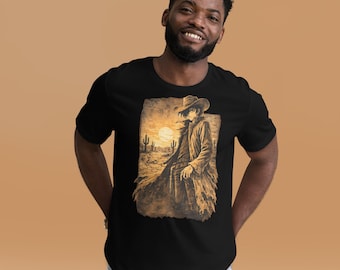 Grunge Anime Cowboy Shirt, Distressed Western Manga Tee, Wild West Gunslinger Graphic T-Shirt, Harajuku Streetwear, Edgy Aesthetic Gift