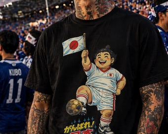 Anime Soccer Tee, Japan Fan Apparel, Retro Graphic Tee, Cotton T-Shirt Adult
