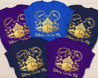 Personalized Disney Cruise 2026 Shirt, Custom Disney Family Matching Cruise Shirt, Disney Cruise Trip Gold Design, Disney Cruise Crew Tees