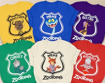 Custom Disney Zootopia Family Matching Shirts, Personalized Zootopia Characters Tee, Zootopia Birthday Matching Apparels