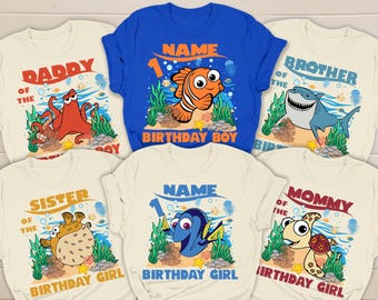 Finding Nemo Birthday Family Matching Shirts, Custom Character Tees