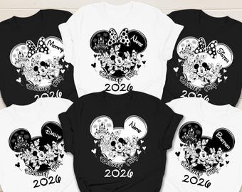 Custom Disney Trip 2026 Contrast Shirt, Black White Mickey & Friends Shirt, Disney Family Matching Shirt, Disney World Family Shirt 2026