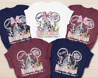Custom Disneyland 2026 Shirts, Disney Family Vacation T-shirt, Disney Couple Apparel, Retro Disneyland Trip Group Tees