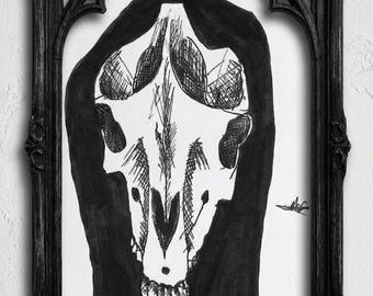 Hooded skull art print|steve|Dark Gothic Horror Wall Decor