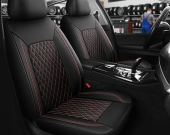 Fundas de asiento de coche de cuero sintético PU con costuras de diamante de lujo, ajuste universal para protección automotriz.
