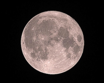 Strawberry Moon Astrophotography Print | True Color Lunar Wall Art (Digital Download)