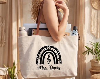 Bolso de mano personalizado para profesor de música, regalo personalizado con nombre para educador musical, regalo de agradecimiento para profesores, regalo de Navidad