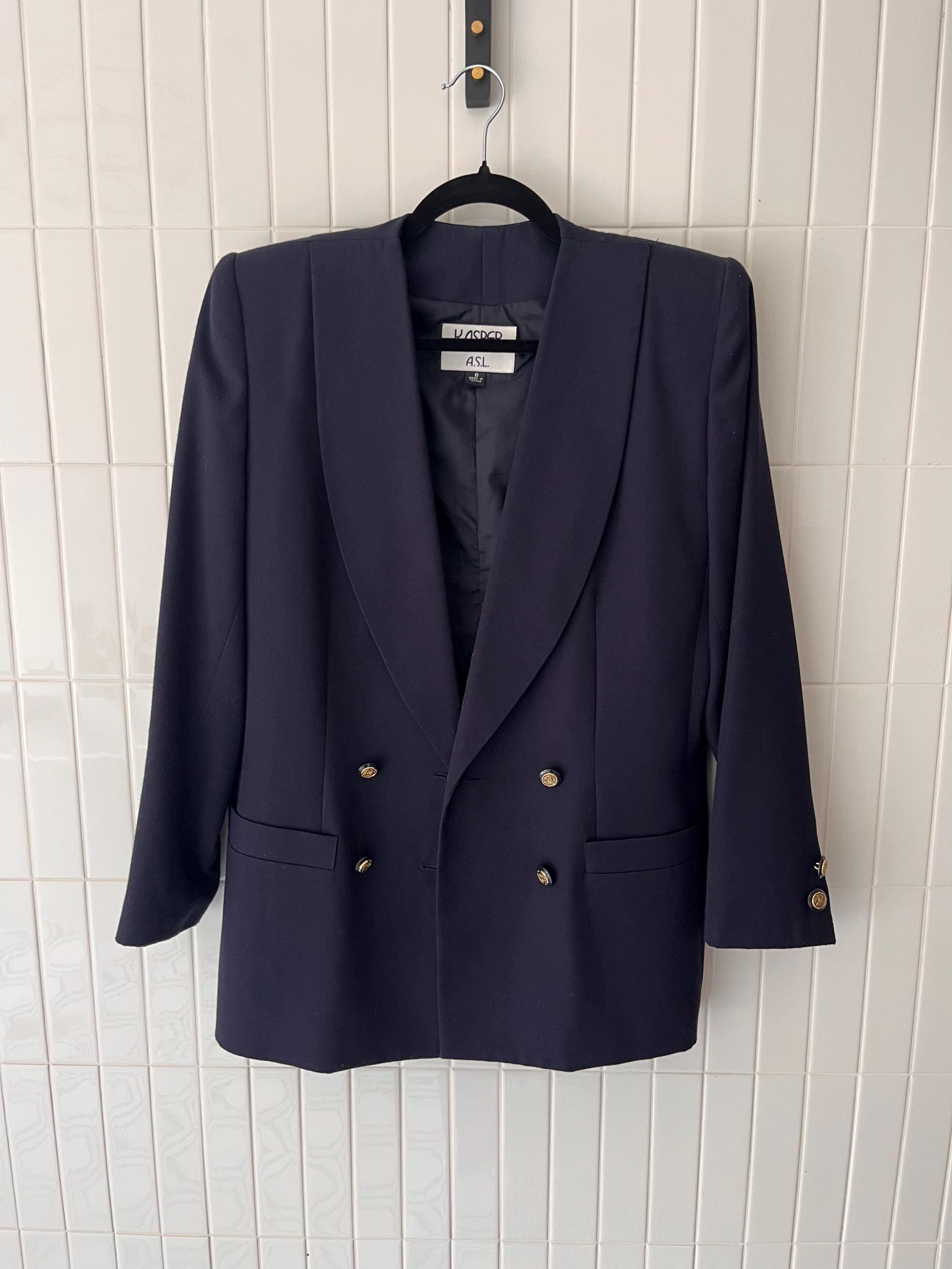 ジャケット・アウター Trois Gold Button Blazer navy Navy Blue Wedding Blazer Men Gentleman Suit Jacket Gold Buttons