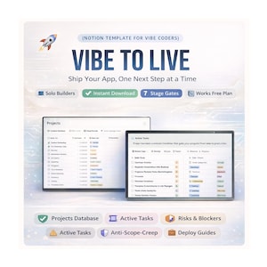 Notion App Project Management Template | Vibe Coders, Indie Hackers (Digital Download)
