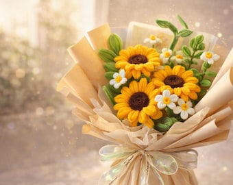 Sunflower Bouquet. Handmade Pipe Cleaner Flowers | Forever Flowers Gift | Cute Aesthetic Floral Decor