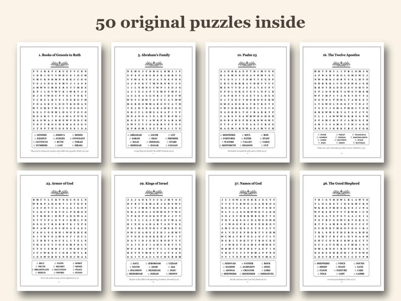 Printable Bible Word Search for Adults, 50 Large Print Scripture