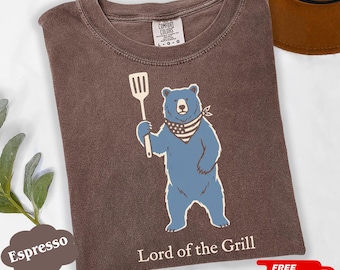 Grill Dad Shirt Lord of the Grill Tee, Vintage Summer BBQ Shirt, Cute Bear Lover Gift for Men, Retro Barbeque Master Apparel