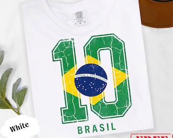Brasil T Shirt Number 10 Shirt, Vintage Brazil Soccer Tee, Retro Brazil Flag Shirt, Brazil Streetwear Gameday National Team Wear