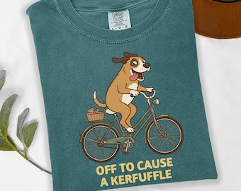 Dog Riding Bicycle Tee, Vintage Silly Animal Shirt, Dog Meme Gift