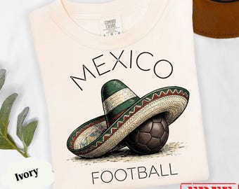 Mexico 2026 Shirt Retro Mexico Tee, Vintage Patriotic Mexico T-Shirt, Mexican Soccer Team Top, Minimalist Sombrero Football Gift