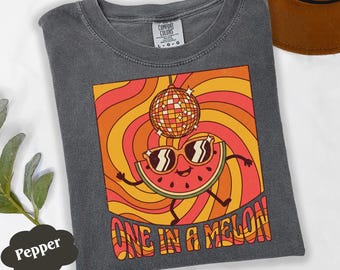 One in a Melon Shirt, Funny Fruit Tee Watermelon Mom Gift, Retro Summer Fruit T-shirt, Disco Fruit Humor T-shirt