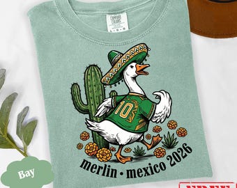 Merlin Mexico 2026 Tee Vintage Retro Mascot Shirt, Goose Soccer Tee, Mexico Soccer Gift, Patriotic Mexico Tee, Gameday Unisex Outfit