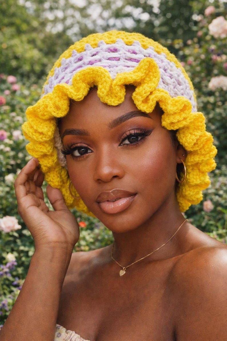 Cream Ruffle Hat Ruffled Crochet Hat - Etsy