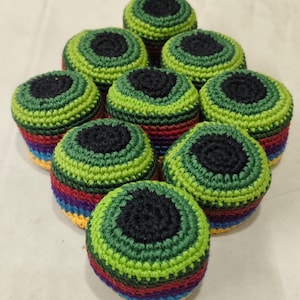 Footbags – Colorful Striped Design, Strong Thread, Customization Available