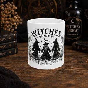 Witches Social Club Mug, Vintage Witchy Coffee Cup, Halloween Spooky Season Drinkware
