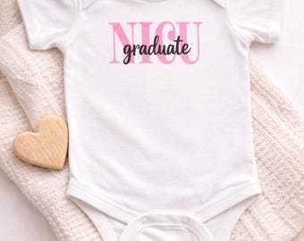 Preemie Graduate Bodysuit Pink Lettering NICU Graduate Homecoming Gift Preemie Girl Cotton Clothing Hospital Wear Baby Milestone Celebration