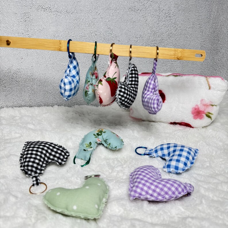 Cloth Keychain Patterns Keychain Handmade, Cute Fabric Heart Keychain, Cottagecore Bag Charm ...