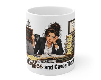Fueled by Coffee and Cases That Never Close Funny Lawyer Mug Gift for Female Attorney Law School Graduate