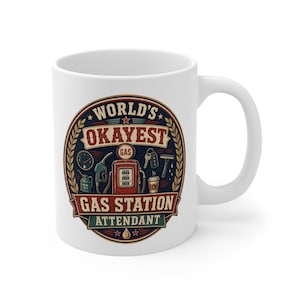 世界で一番まあまあなガソリンスタンド店員マグカップ 面白いガソリンスタンドギフト 燃料コーヒーマグ ポンプ店員ギフト サービスステーションユーモアマグカップ