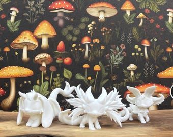 Axolotl, Bunny, Moth Dragon Figurine| Unpainted | Leylina Figurines | 3D Printed | Blank Figure