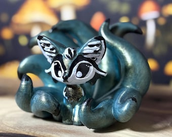 Hand Painted Nine Tailed Fox Figurine | 3D Printed Kitsune Fantasy Art Collectible