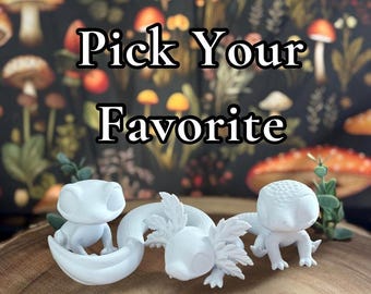 Axolotl, Frog, Newt Figurines | Choose Your Base | Unpainted | Leylina Figurines