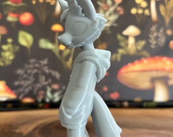 3D Printed Wolf Figurine – Anthropomorphic Fantasy Miniature, Unpainted Collectible