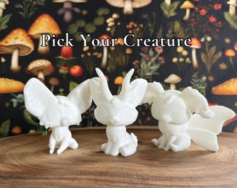 Cryptid Figurine | Bat, Jackalope, Mothman 3D Printed Mini (Unpainted)