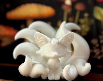 Nine Tailed Fox | Unpainted | Kitsune Figure | 3D Printed| Leylina Figurines
