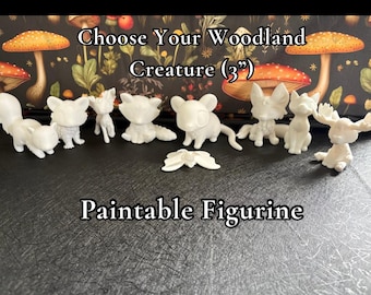 3D Printed Woodland Creature Figurines | Choose Your Animal, Paintable Miniatures | Leylina Figurines