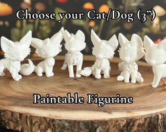 Choose Your Cat or Dog | Leylina Figurines | 3D Printed Animal | Maine Coon, Donskoy Cat, German Shepherd, Husky, Chihuahua | DIY Blank