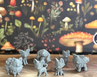 Dog Miniatures – Set of 7,  2 Inch | Unpainted | 3D Printed | Leylina Figurines