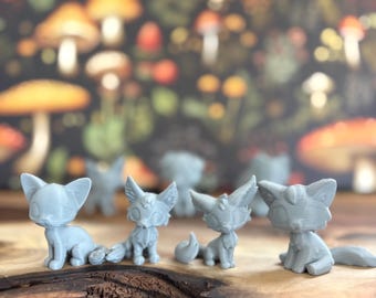 Paint Your Own Cat Miniatures – 7 Unpainted 3D Printed Figures Bundle | Leylina Figurines