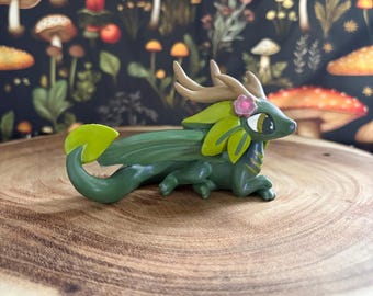 Hand Painted Forest Dragon Figurine | OOAK 3D Printed Fantasy Creature