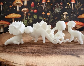 Dinosaur Figurines | Unpainted | 3D Printed Miniatures 2” Set of 4