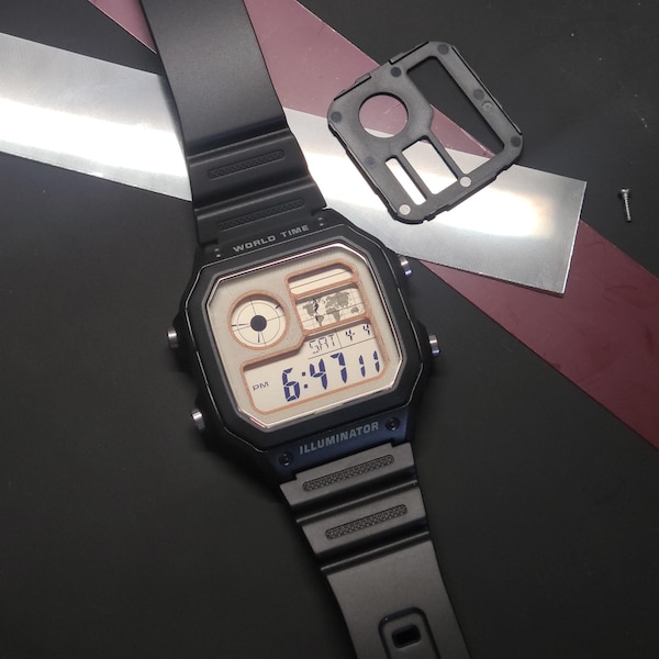 Face Plate for Royale AE1200WH DIY Watch Mod Parts by KMCMODZ Read Description