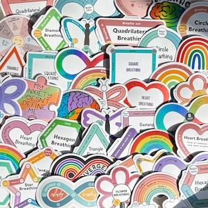 Vierkante ademhalingsstickers – stickers voor angstverlichting regenboogvlinder (vinyl)