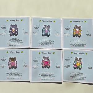 Worry Bear Pocket Keepsake – Anxiety Relief Charm Card – Encouragement Token