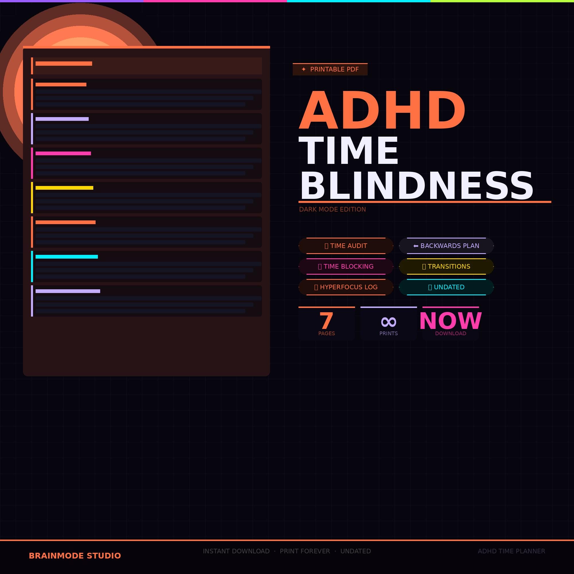 ADHD Time Blindness Planner Printable | Time Management System ...